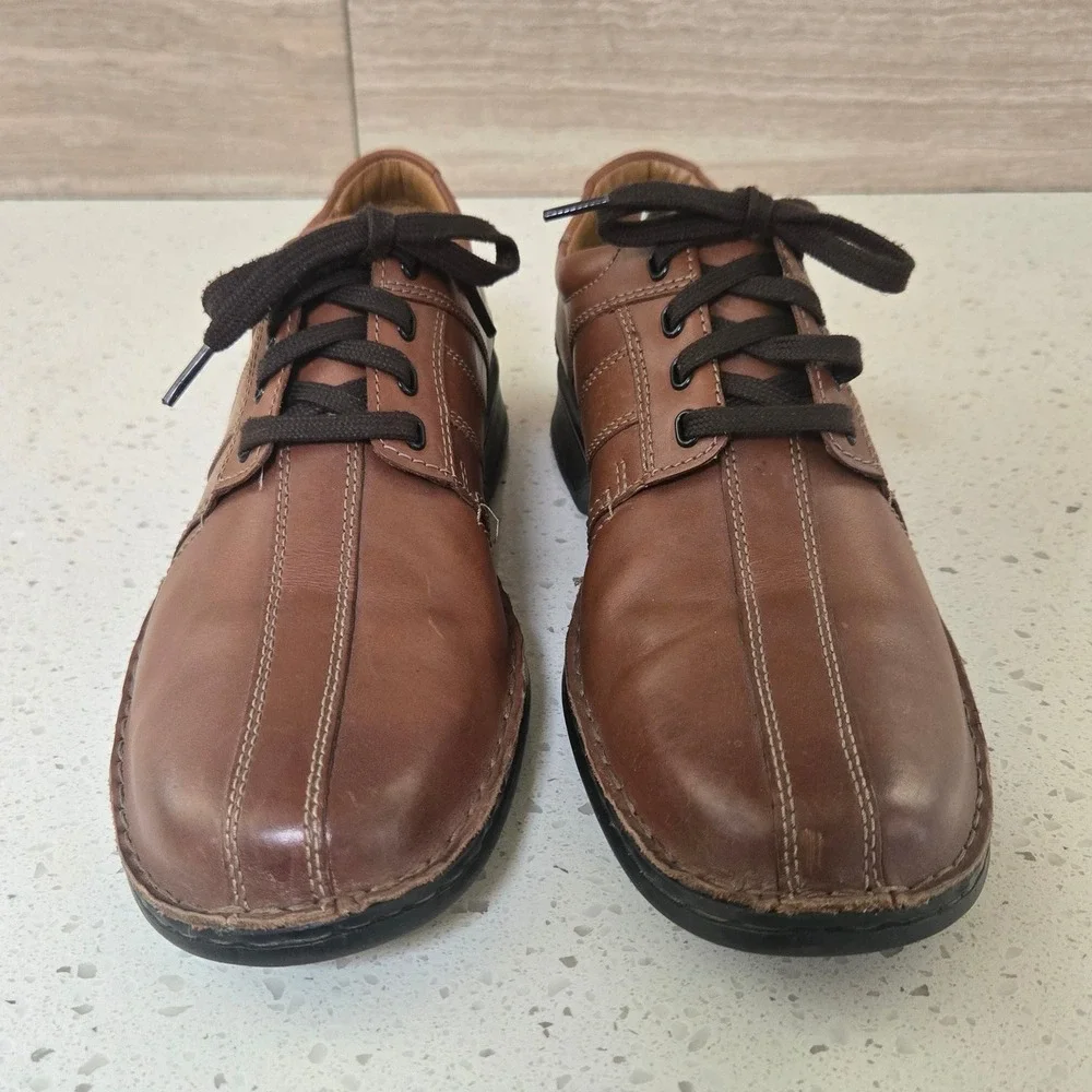 Clarks Collection Shoes Mens 12 M Brown Tilden Walk Bicycle Toe Oxford Shoes
